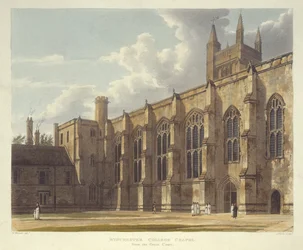Winchester College Kaplica z Wielkiego Dziedzińca, z Historii Winchester College, część Historii Kolegiów, ryt. J. Bluck (fl.1791-1831) wyd. R. Ackermann, 1816 (akwatinta)